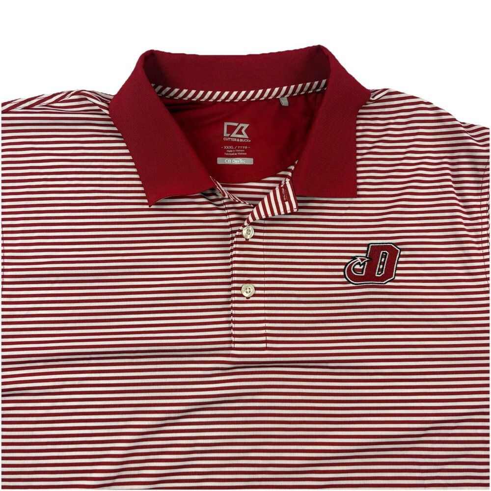Dickinson Red Devils Polo Shirt Mens 3XL Red Striped Short Sleeve Cutter Buck